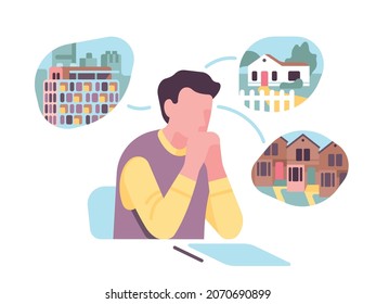 Think and choose. Man dreamer sitting at table