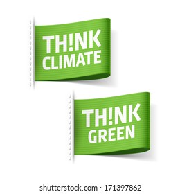 Think Climate and Think Green labels. Vector.