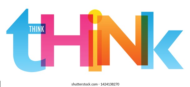 THINK colorful vector concept word typography banner