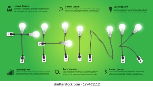 Think concept modern design template, Creative light bulb idea abstract infographic workflow layout, diagram, step up options, Vector illustration 