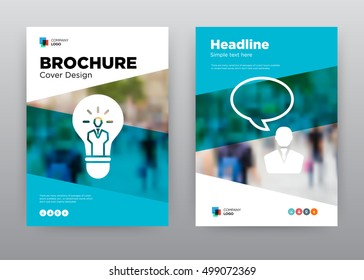 Think Creative Blue Chat Message Minimalist Trend Business Corporate Social Life annual report brochure flyer design template stock vector, Leaflet abstract flat background, layout A4 size, EPS, 2016