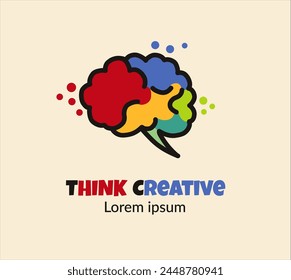 Think creatively. Colorful brain silhouette logo template. Brainstorming, the power of creation. Creative brain logo or icon.