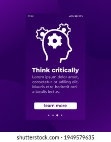 Think critically mobile banner, vector design