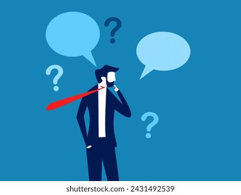 Think and decide to solve problems. Businessman standing thinking decision with question symbol