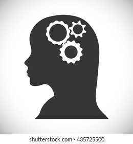Think design. Head icon. Flat illustration