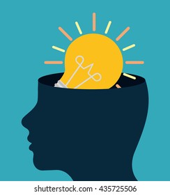 Think design. Head icon. Flat illustration