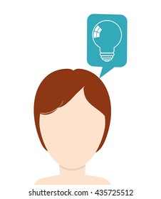 Think design. Head icon. Flat illustration