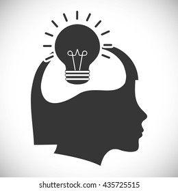 Think design. Head icon. Flat illustration