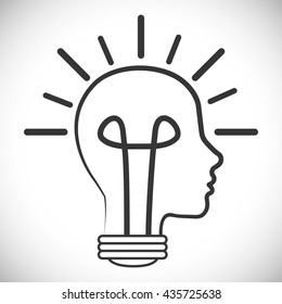 Think design. Head icon. Flat illustration