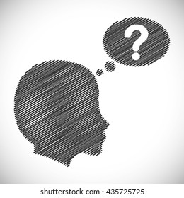 Think design. Head icon. Flat illustration