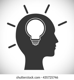 Think design. Head icon. Flat illustration