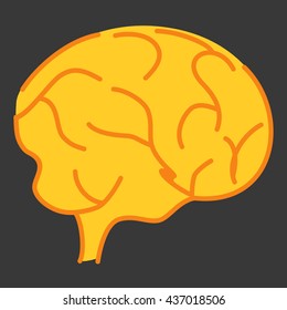 Think design with human brain isolated on black background. Vector Illustration.