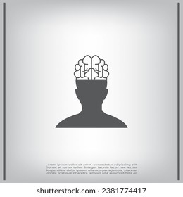 Think design over background vector illustration. Brain, man thinks. Idea.