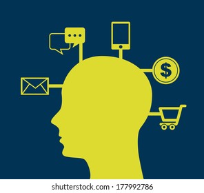 think design over blue background vector illustration