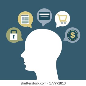 think design over blue background vector illustration