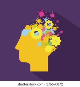 think design over purple background vector illustration