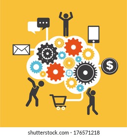 think design over yellow background vector illustration