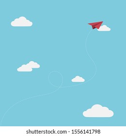 think difference concept.The unique red paper flying to the sky.