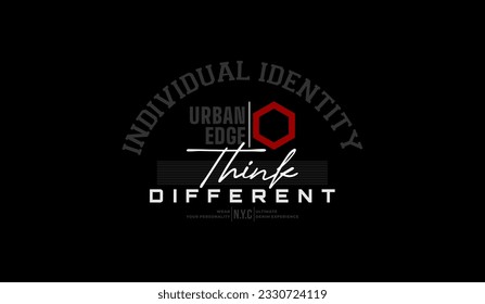 Piensen en la tipografía abstracta y diferente del lema del diseño moderno. Gráficos de ilustraciones vectoriales para camiseta impresa, ropa, fondo, afiche, pancarta, postal y medios sociales 