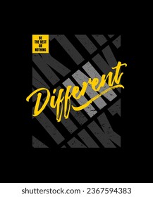Piensen en la tipografía abstracta y diferente del lema del diseño moderno. Gráficos de ilustraciones vectoriales para camisetas impresas, ropa, fondo, afiche, pancarta, postal y contenido de medios sociales.