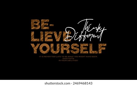 Think different, abstract typography motivational quotes, modern design slogan. Vector illustration graphics for print t shirt, apparel, background, poster, banner, postcard or social media content.