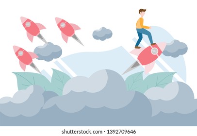 Think different concept with character.Creative flat design for web banner
