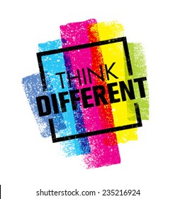 Think Different. Creative Brush Vector Typography Sign Concept