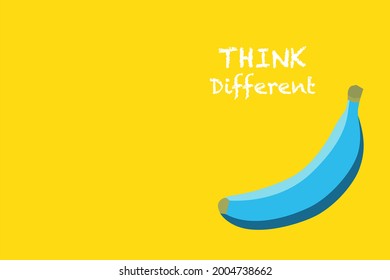 Think different, The distinctive and distinct blue banana, vector and illustration.