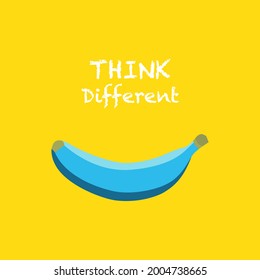 Piensen diferente, el distintivo y distintivo plátano azul, vector e ilustración.