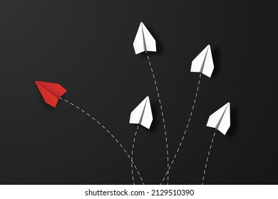 Think different. Flying air plane in the sky. The graphic of air plane also represents the concept of courage. Vector EPS 10.