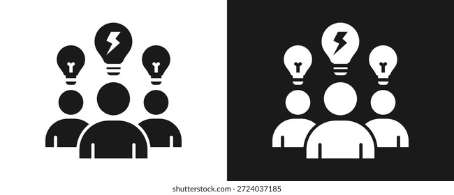 Piensa Diferentes Iconos Conjunto Glifo En Fondo Blanco Y Negro