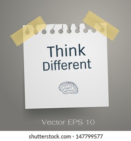 Think Different. Motivation concept on torn notepaper. Vector illustration.