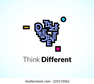 Think different phrase, graffiti logo sign, concept icon vector symbol