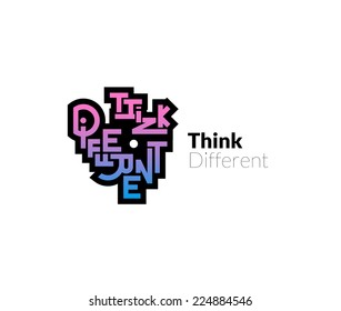 Think different phrase, graffiti logo sign, concept icon vector symbol