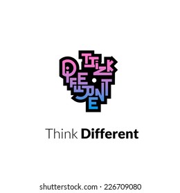 Think different phrase, graffiti logo sign, concept icon vector symbol