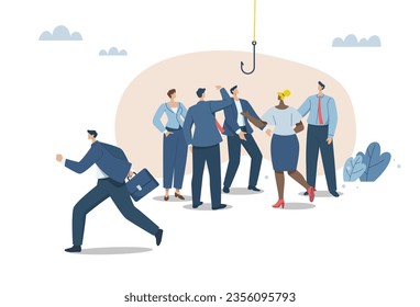 Think different, stand out from the crowd. businessman working with different business ideas Straight to success, with businessmen walking away from the pack symbol of difference and creative.