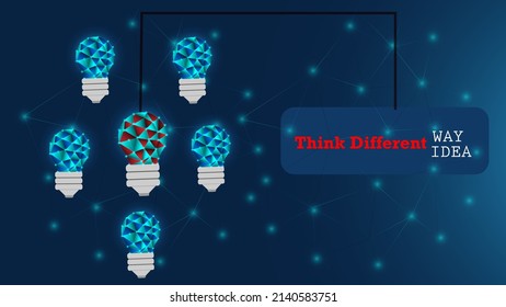 Piensen de manera diferente en el concepto de ideas diferentes. azul claro y fondo tecnológico. color azul de línea de fondo abstracto con puntos.