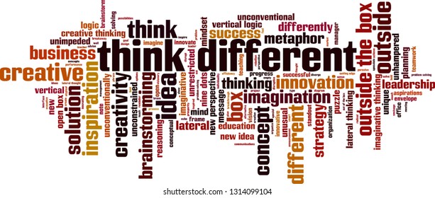 Think different word cloud concept. Vector illustration