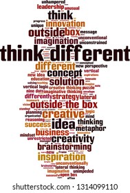 Think different word cloud concept. Vector illustration