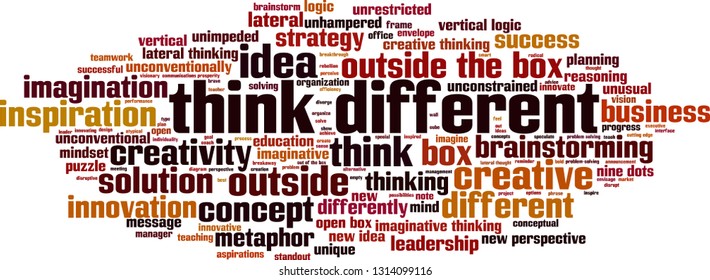 Think different word cloud concept. Vector illustration