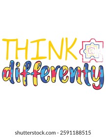  Think Differently, Autism Awareness T-Shirt, Light It Up Blue Shirt, Neurodiversity Support Tee, Autism Acceptance Clothing, Inclusion Matters T-Shirt, Shirt Print Template