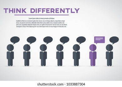 Think differently - Being different, move for success in life - standing out from the crowd by different thinking