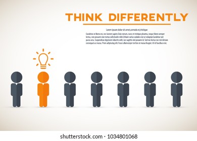 Think differently - Being different, move for success in life - standing out from the crowd by different thinking