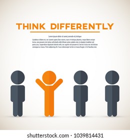 Think differently - Being different, move for success in life - standing out from the crowd by different thinking