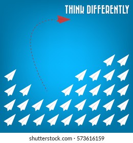 Think differently - Being different, move for success in life -The graphic of rocket represents the concept of courage, enterprise, confidence, belief, fearless, daring,stand out of the crowd concept