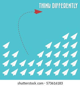 Think differently - Being different, move for success in life -The graphic of rocket represents the concept of courage, enterprise, confidence, belief, fearless, daring,stand out of the crowd concept