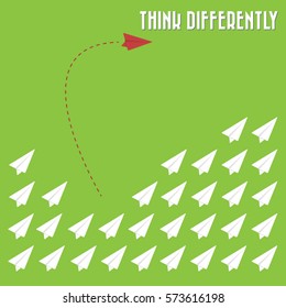 Think differently - Being different, move for success in life -The graphic of rocket represents the concept of courage, enterprise, confidence, belief, fearless, daring,stand out of the crowd concept
