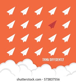 Think differently - Being different, move for success in life -The graphic of rocket represents the concept of courage, enterprise, confidence, belief, fearless, daring,stand out of the crowd concept