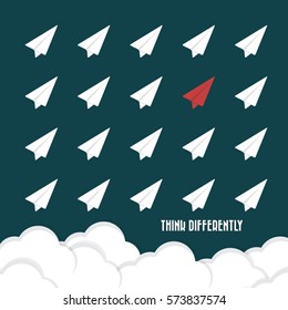 Think differently - Being different, move for success in life -The graphic of rocket represents the concept of courage, enterprise, confidence, belief, fearless, daring,stand out of the crowd concept