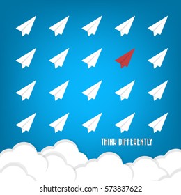 Think differently - Being different, move for success in life -The graphic of rocket represents the concept of courage, enterprise, confidence, belief, fearless, daring,stand out of the crowd concept